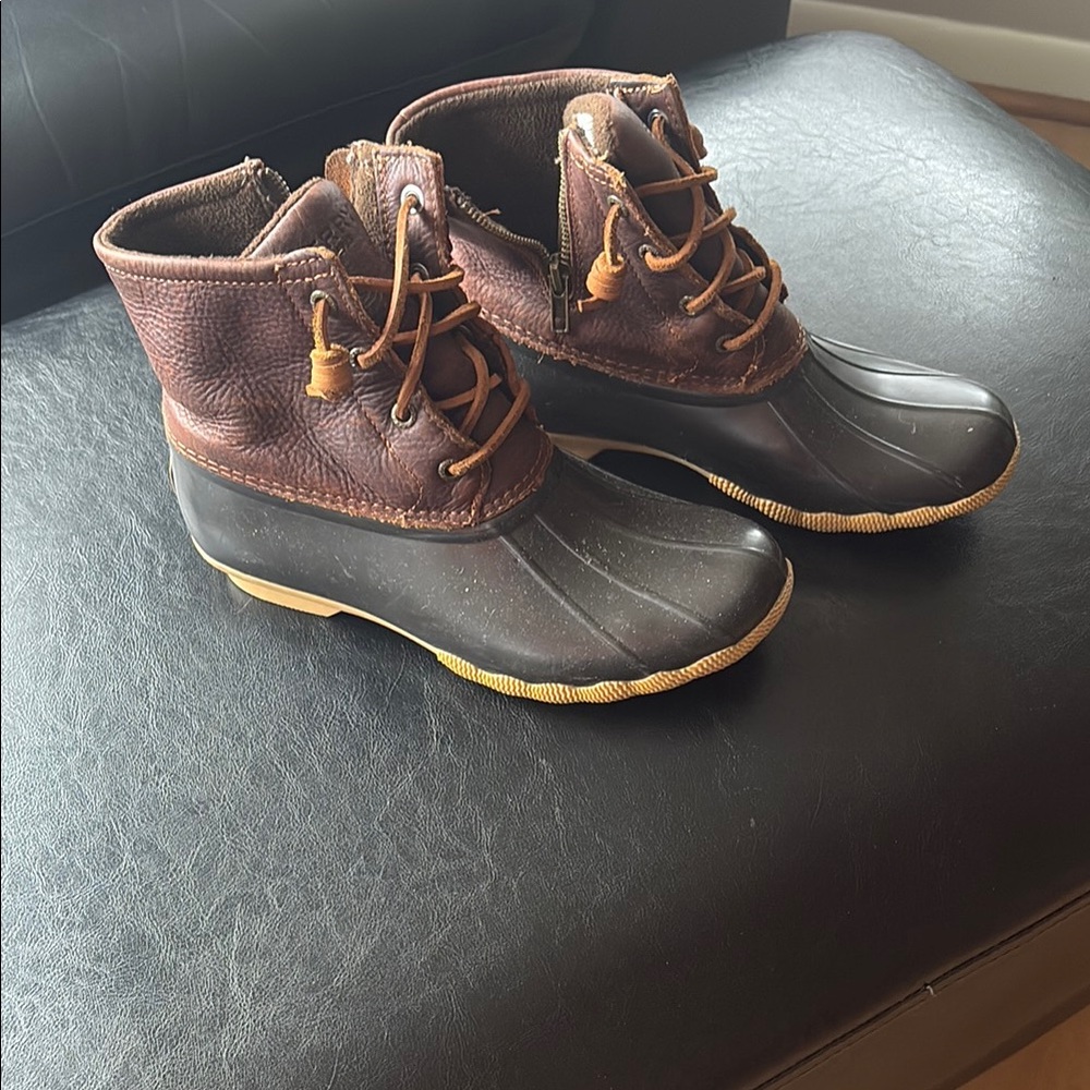 Brown and Black Duck Boots